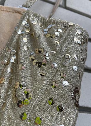 Винтажный красивый, золотой корсет с бахромой, вышивка пайетки, ручная работа швейцария