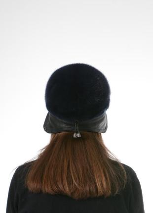 Женская зимняя норковая жокейка с отворотом7 фото