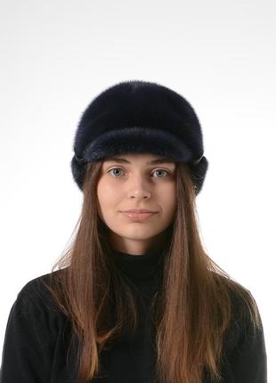 Женская зимняя норковая жокейка с отворотом1 фото