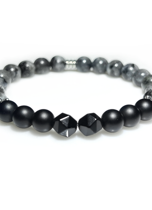 Браслет из натуральных камней stonest line black grey №1