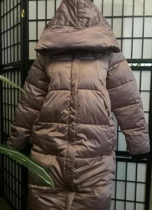 Жіночe зимне пальто колір пудровий р.46-48 м-l4 фото