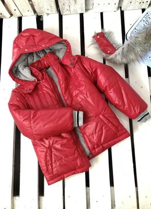 Крута зимова куртка дитяча wojcik польща червона для хлопчика 128 см9 фото