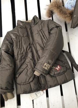Куртка зимняя тёплая для девочки quadri foglio польша коричневая 134 см9 фото