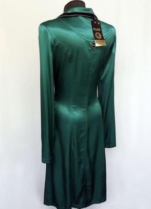 Шикарное зелёное изумрудное платье миди  пиджак под атлас5 фото