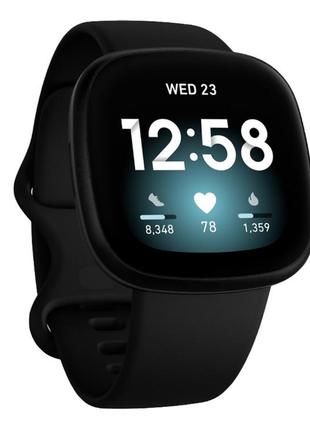 Силіконовий ремінець на fitbit versa 3. чорний колір.2 фото