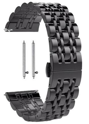Браслет / ремінець для класичних та смарт годинників. колір чорний. ширина 22 мм