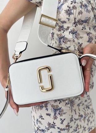 Біла сумочка / marc jacobs logo total white / мініатюрна сумка