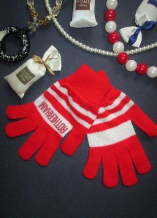Класичні рукавички в смужку з написом rotherham ⛄❄️⛄1 фото