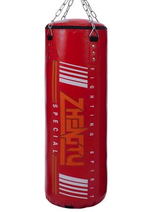 Мішок боксерський циліндр із кільцем і ланцюгом h-80 см zhengtu sp-sport bo-2336-80 d-29см червоний