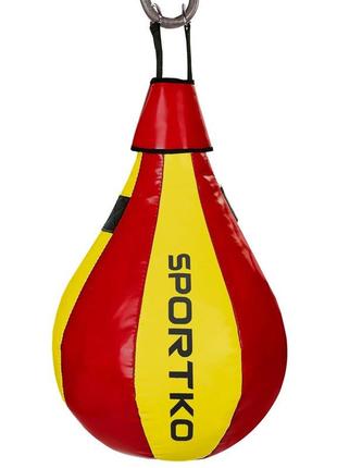 Груша боксерська підвісна sportko gp-3 60x35 см червоний-жовтий