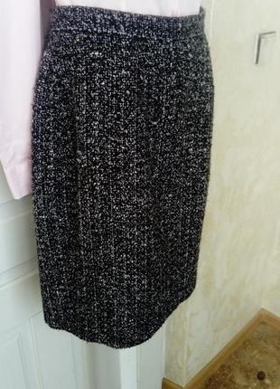 Брендовая юбка меланж букле черно-белая3 фото