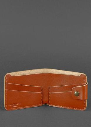 Женский кожаный кошелек маленький портмоне двойного сложения из натуральной кожи светло-коричневый4 фото