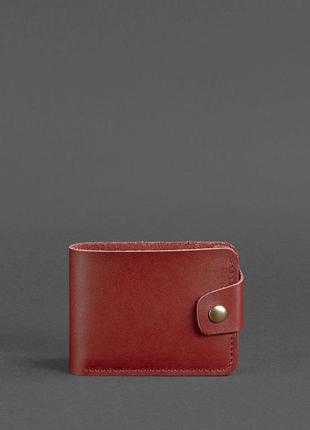 Женский кожаный кошелек маленький портмоне двойного сложения из натуральной кожи бордовый1 фото