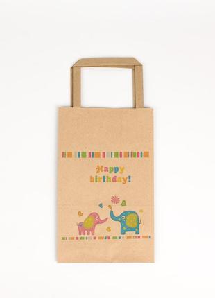 Подарункові пакети дитячі 150*90*240 крафт пакет з днем народження з написом7 фото