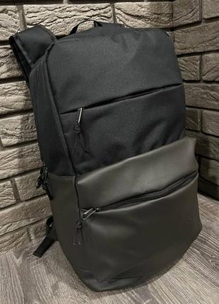 Рюкзак черный big bag с отделкой из кожзама