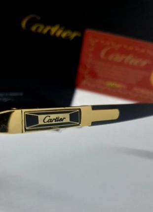 Очки в стиле cartier имиджевые оправа унисекс модные узкие с золотистой фурнитурой10 фото