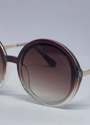 Очки в стиле dolce & gabbana  женские солнцезащитные круглые коричнево бежевый градиент1 фото