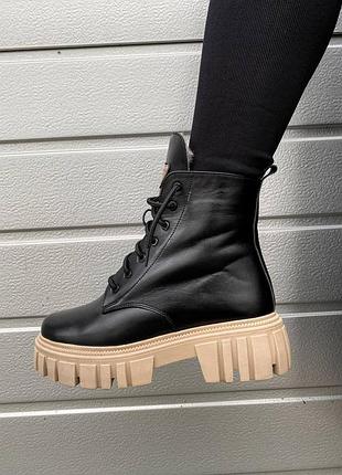 36размер! зимние сапоги на массивной подошве из натуральной кожи