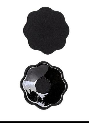Чорні стікіні багаторазові наклейки на сосок квітка2 фото
