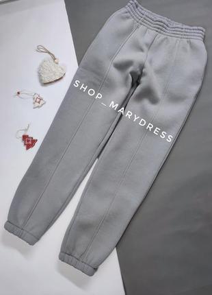 Теплые брюки джоггеры на флисе серые2 фото