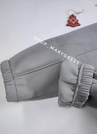 Теплые брюки джоггеры на флисе серые5 фото