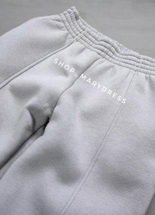 Теплые брюки джоггеры на флисе серые3 фото