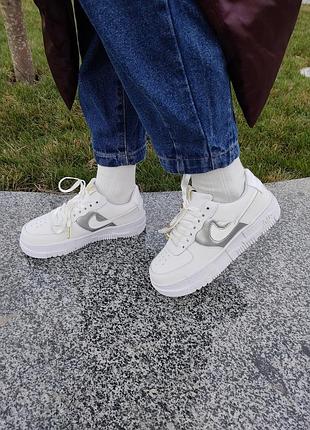 Кроссовки женские tiempo nike air force pixel white найк аир форс пиксель
