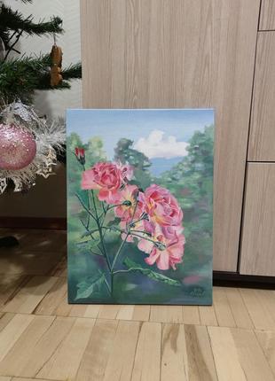 Картина "ружі", 30*40 см
олійні фарби на бавовняному полотні, 
2022 рік.
