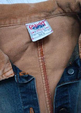 Вельветово джинсова курточка, піджачок grammy, р.104/4 роки4 фото