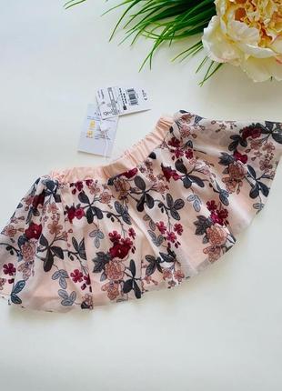 Невероятная юбочка для маленькой принцессы. верх - фатин в цветочный принт/размер: 62 (3-6 м.)