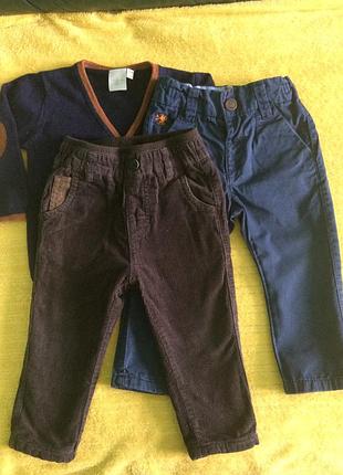 Штаны с подкладкой джинсы кофта 9-12 м.