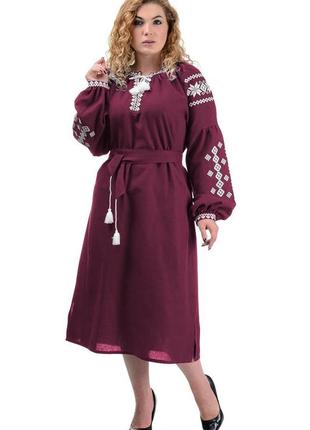 Жіноча сорочка-сукня зі справжньою вишивкою в комплекті "намиста, браслет, сережки, поясок"4 фото