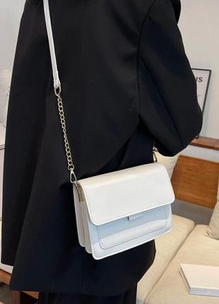 Женская классическая сумочка через плечо кросс-боди белая4 фото