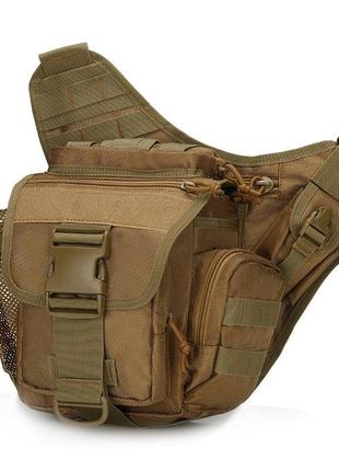 Тактическая военная сумка через плечо койот песочная