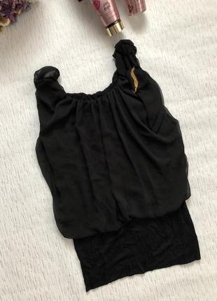 Черная шифоновая блуза s- m