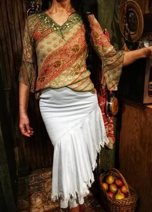 Блузка из 100% вискозы в индийском стиле расшита бисером принт орнамент1 фото