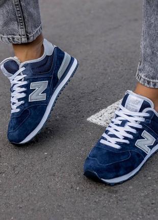 Кроссовки женские зимние мех new balance 574 mid blue fur5 фото