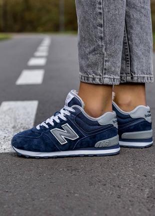 Кроссовки женские зимние мех new balance 574 mid blue fur3 фото