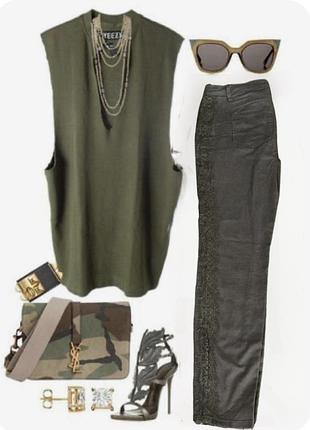 Хаки кэжуал демисезонные коттоновые брюки