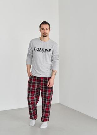 Чоловічий комплект зі штанами у клітинку батал - positive