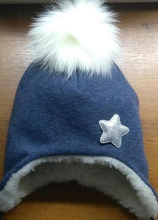 Шапка зимова для дівчинки з помпоном