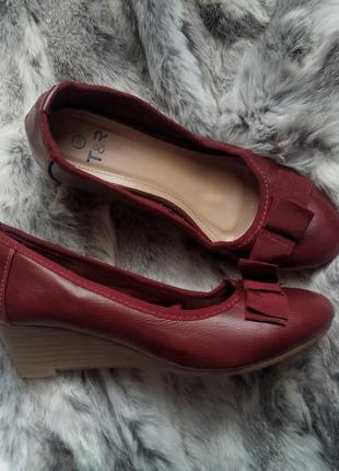 Бордовые туфли,балетки удобные марсла темно красные3 фото