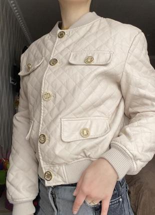Бомбер экокожа экокожа кожужа стеганный стеганый куртка в ромбик3 фото