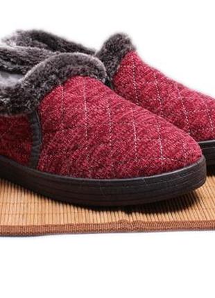 Бабуши женские тапочки с задником теплые на овчине, бурки, чуни, красные