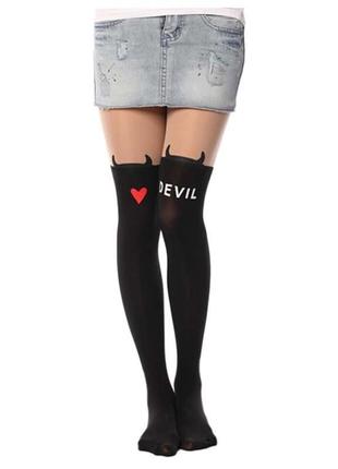 Колготы с принтом devil хелловин топ