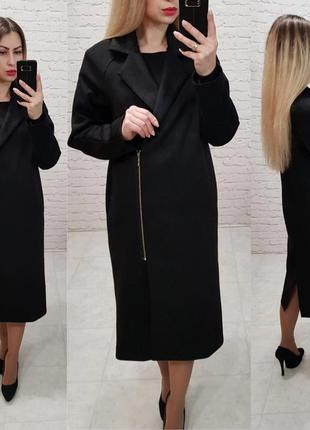 Чёрное замшевое пальто косуха весна 2019 новое длинное качественное2 фото