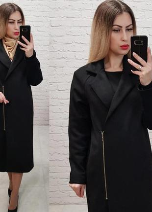 Чёрное замшевое пальто косуха весна 2019 новое длинное качественное4 фото
