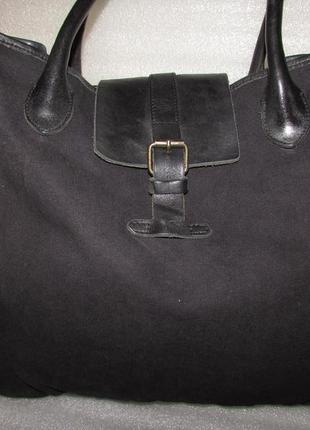 Большая сумка шоппер кожа+ткань ~topshop~1 фото