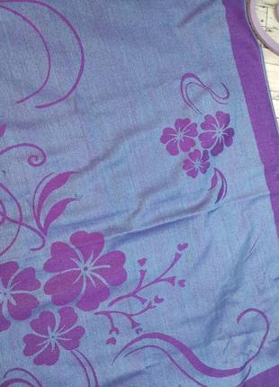 Женский двухсторонний шарф cashmere кашемировый тонкий с бахромой синий фиолетовый 170х70 см9 фото