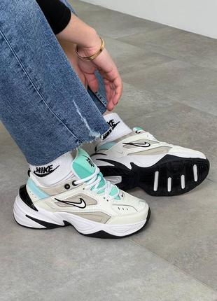 🔥женские кроссовки nike m2k tekno essential beige mint топ качества 🔝🔥